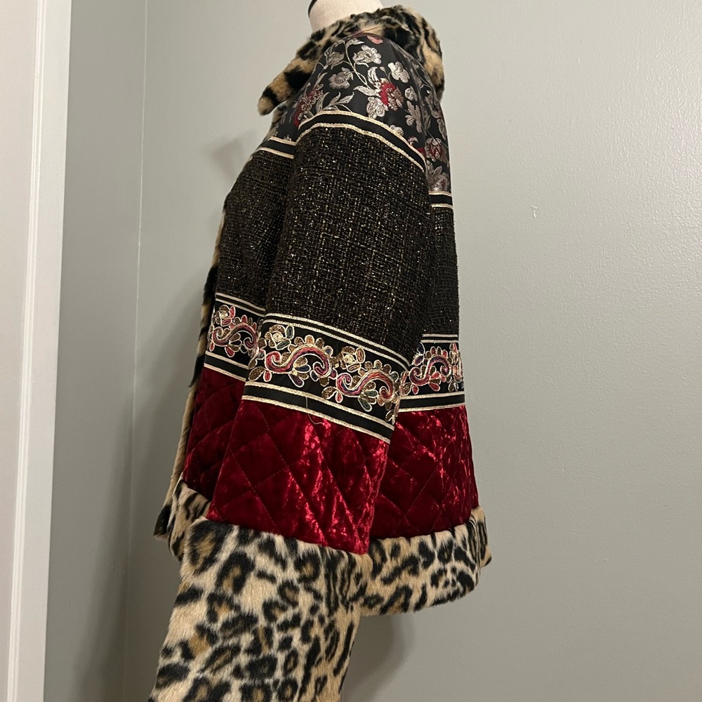 Boston Proper Leopard and Red Velvet Teddy Jacket - Picture 4 of 10